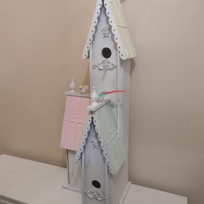 Large Hand-Crafted Wood and Metal Birdhouse