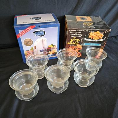 NIB Fry-Baby, Shrimp Butler and Shrimp Cocktail Glasses (K-DW)