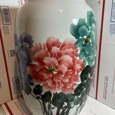 Vintage Large Asian 20th Century Soft-Paste Porcelain Vase 13.5