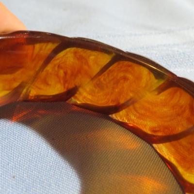 Vintage Bakelite Root Beer Carved Bracelet - Lot of 2