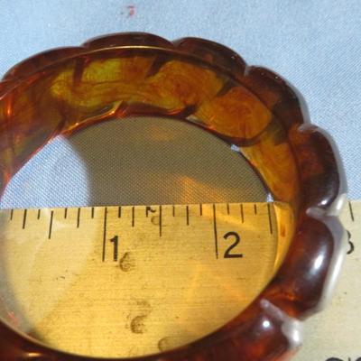 Vintage Bakelite Root Beer Carved Bracelet - Lot of 2