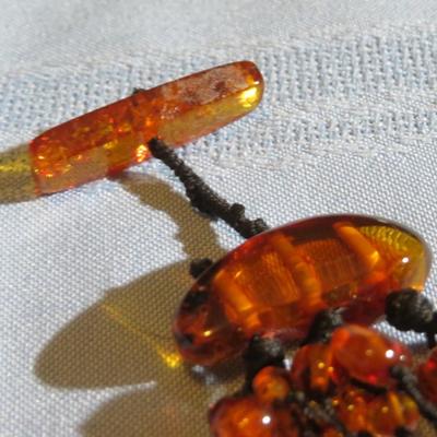 Multi strand Amber Bead Long Necklace.