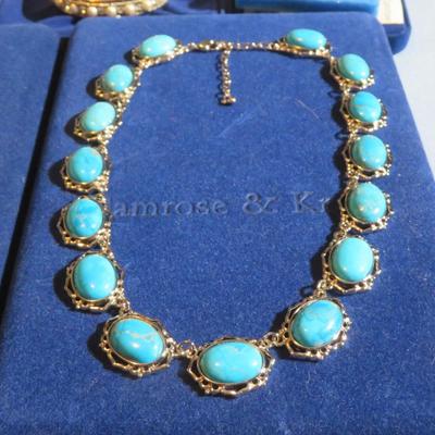 Camrose and Kross JBK Jewelry Lot 7pcs -Silver Howlite Turquoise Color Necklace - Crystal Sunburst brooch +++