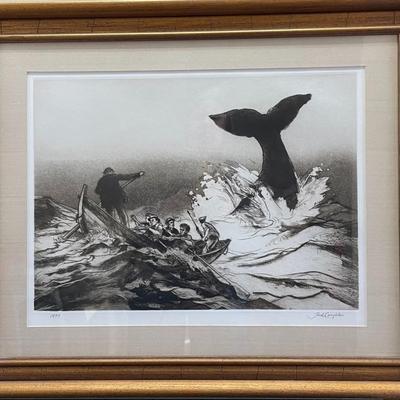 Jack Coughlin etching " Going on the Whale "