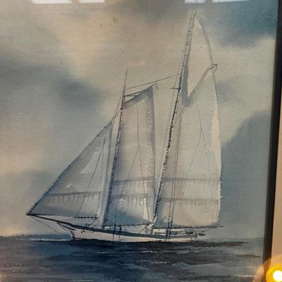 N437 Full Sail Watercolor by Stephan Bleinberger