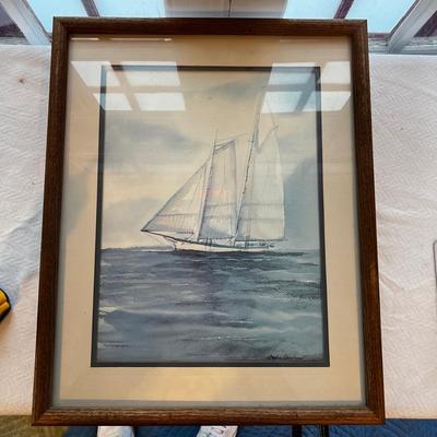 N437 Full Sail Watercolor by Stephan Bleinberger