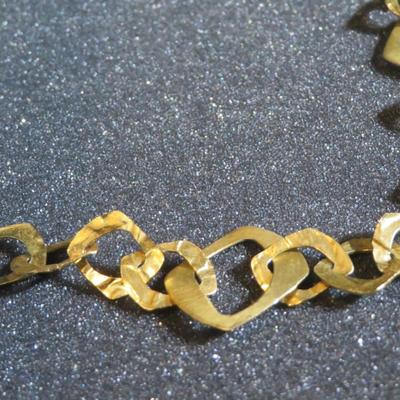 Vintage Sterling Sign Ma 925 Turkey Michael Anthony Hammered Gold Wash Necklace - Technibond