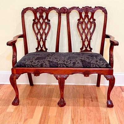 Vtg. Chippendale Style Mahogany Bench ~ With Ball & Clawfoot