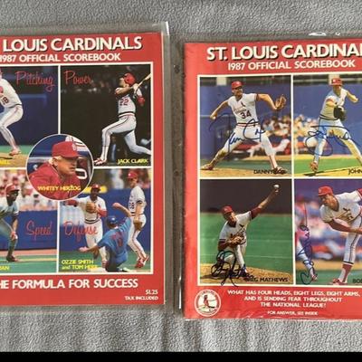 St. Louis cardinals 1987 official scorebooks autographed