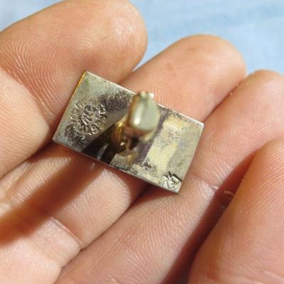 Vintage Taxco Mexico Serling Silver with Turquoise Inlay Cufflinks
