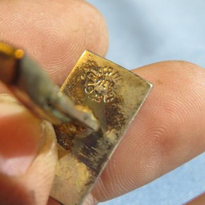 Vintage Taxco Mexico Serling Silver with Turquoise Inlay Cufflinks
