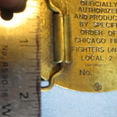 Chicago Fire Fighters Union - Local 2 - Vintage Brass Belt Buckle - Rare Estate Find