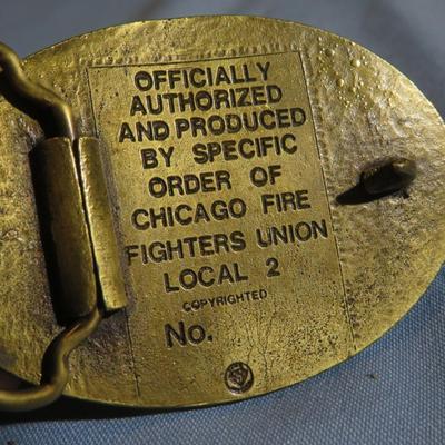Chicago Fire Fighters Union - Local 2 - Vintage Brass Belt Buckle - Rare Estate Find