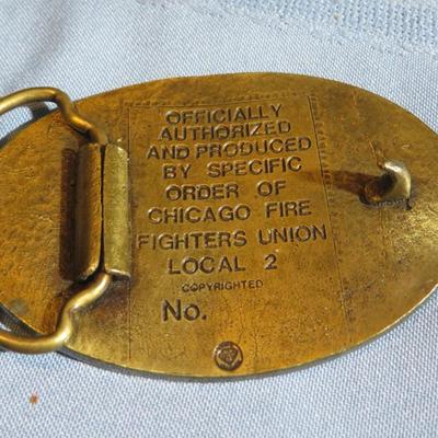 Chicago Fire Fighters Union - Local 2 - Vintage Brass Belt Buckle - Rare Estate Find