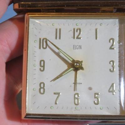 Wrist Watch & Travel Alarm Clock Lot - Elgin & Time Work Great, The others are parts of repair