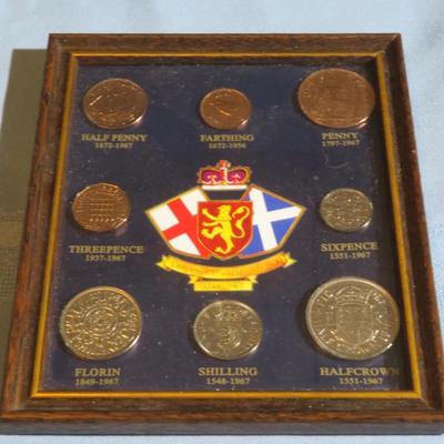 COINS OF THE REALM 1548-1967 IN GLASS FRAME