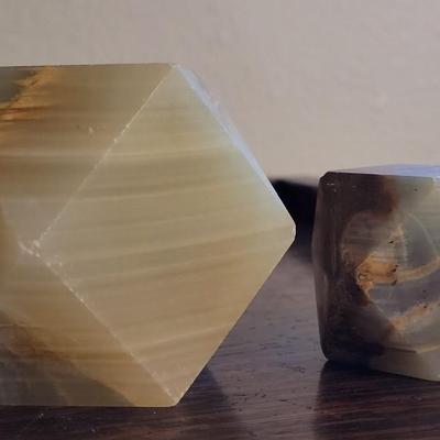 (2) Faceted Green Onyx