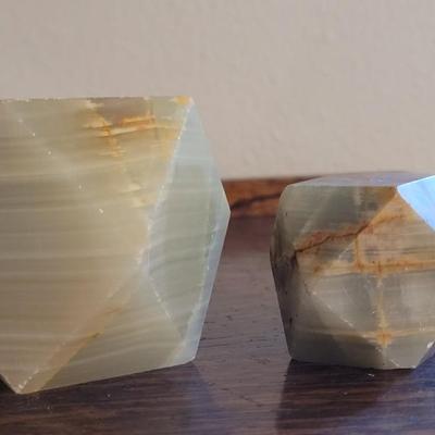 (2) Faceted Green Onyx