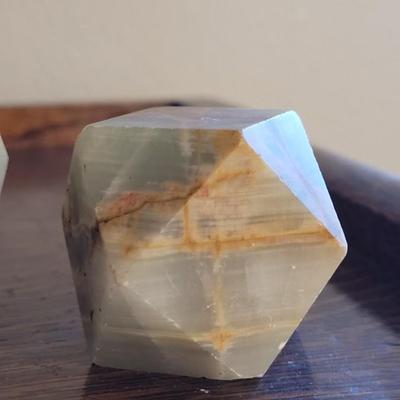 (2) Faceted Green Onyx