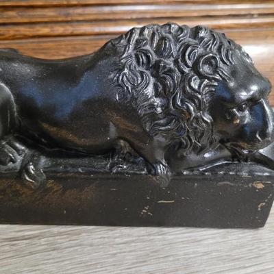 Vintage Antonio Canova MCM Brass Sleeping Lions Bookends