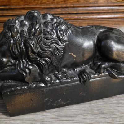 Vintage Antonio Canova MCM Brass Sleeping Lions Bookends