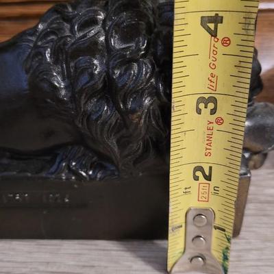 Vintage Antonio Canova MCM Brass Sleeping Lions Bookends