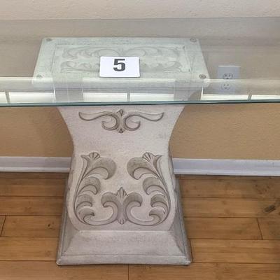 Glass Top Pedestal Column Table - Glass 47 Wide X 17 Depth x 28 1/2 Height