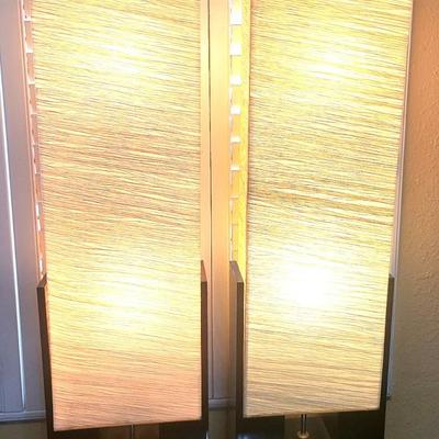 2 Mainstay Rice Paper Lamps with Black Base - 47 Height x 13 Wide x 7 Depth