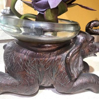 Elephant Vase - 8 Height to top of bowl, 13 Wide