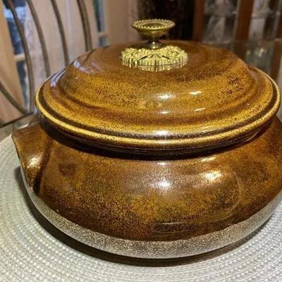 Vintage Scarce 9" Handle-Handle Georges Briard Signed Base Casserole Covered Bowl as Pictured.