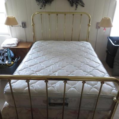Brass Bed Frame and Mattresses - Twin Size Bed