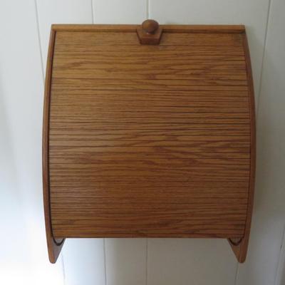 Mid-Century Roll Top Wooden Cabinet