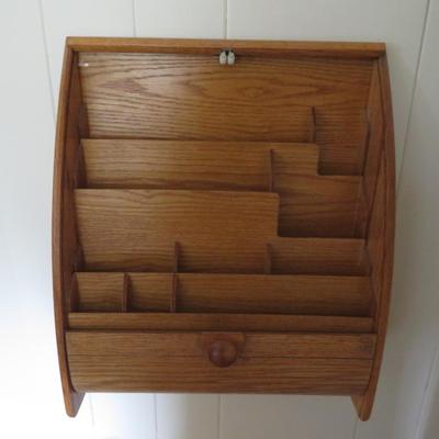 Mid-Century Roll Top Wooden Cabinet