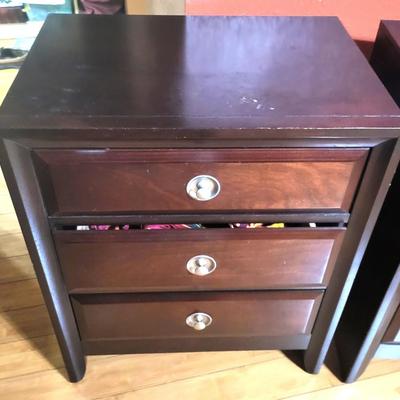 2 Wood Bedside Tables with 3 Drawers - 16 Depth x 24 Wide x 28 Height