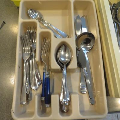 Flatware lot - all seen on table - stainless steel flatware.