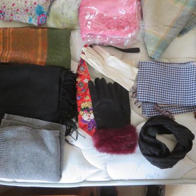 Silk Scarves and others - Group lot all seen on bed