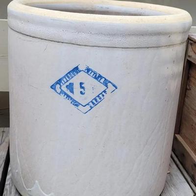 Antique #5 Ceramic Crock (a)