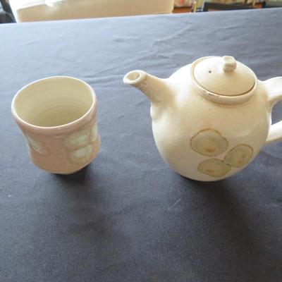 Handmade Earthy Teapot and Mug Signed Young ?