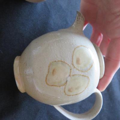 Handmade Earthy Teapot and Mug Signed Young ?