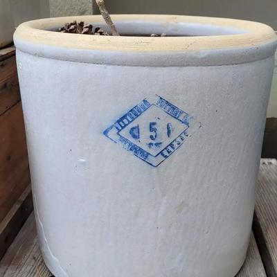 Antique #5 Ceramic Crock (b)