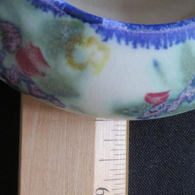 Signed Hand-painted Floral Pottery Clouds Folsom 5" Centerpiece Flower Frog