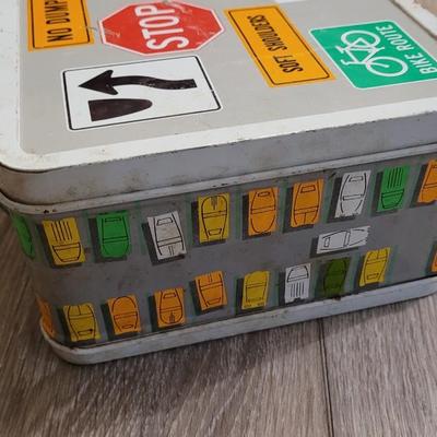 Vintage Metal Lunch Box - Automobile Theme