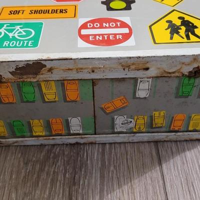 Vintage Metal Lunch Box - Automobile Theme