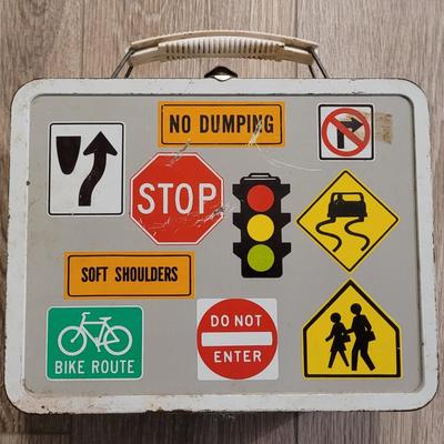 Vintage Metal Lunch Box - Automobile Theme