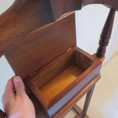 Rare MCM Solid Mahogany Hardwood Men's Valet Stand with storage box