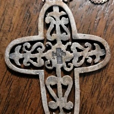 Sterling Silver Cross and Box Chain Necklace