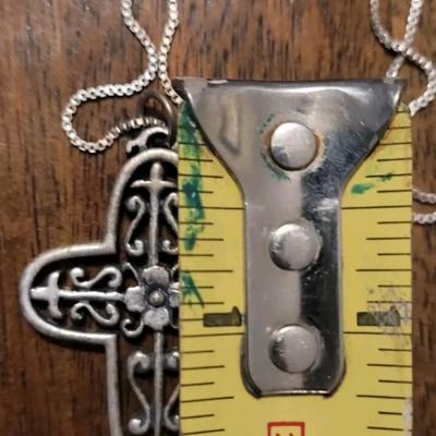 Sterling Silver Cross and Box Chain Necklace