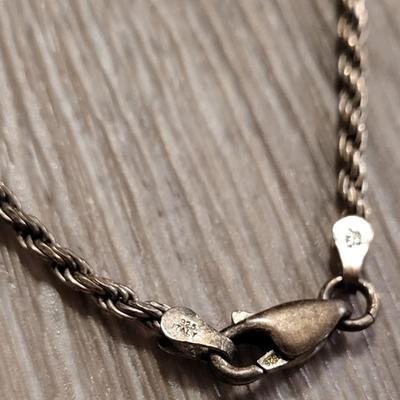 Antique Mayan Warrior Sterling Pendant with Rope Chain