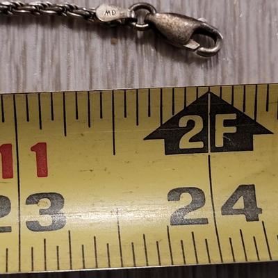 Antique Mayan Warrior Sterling Pendant with Rope Chain