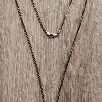 Antique Mayan Warrior Sterling Pendant with Rope Chain